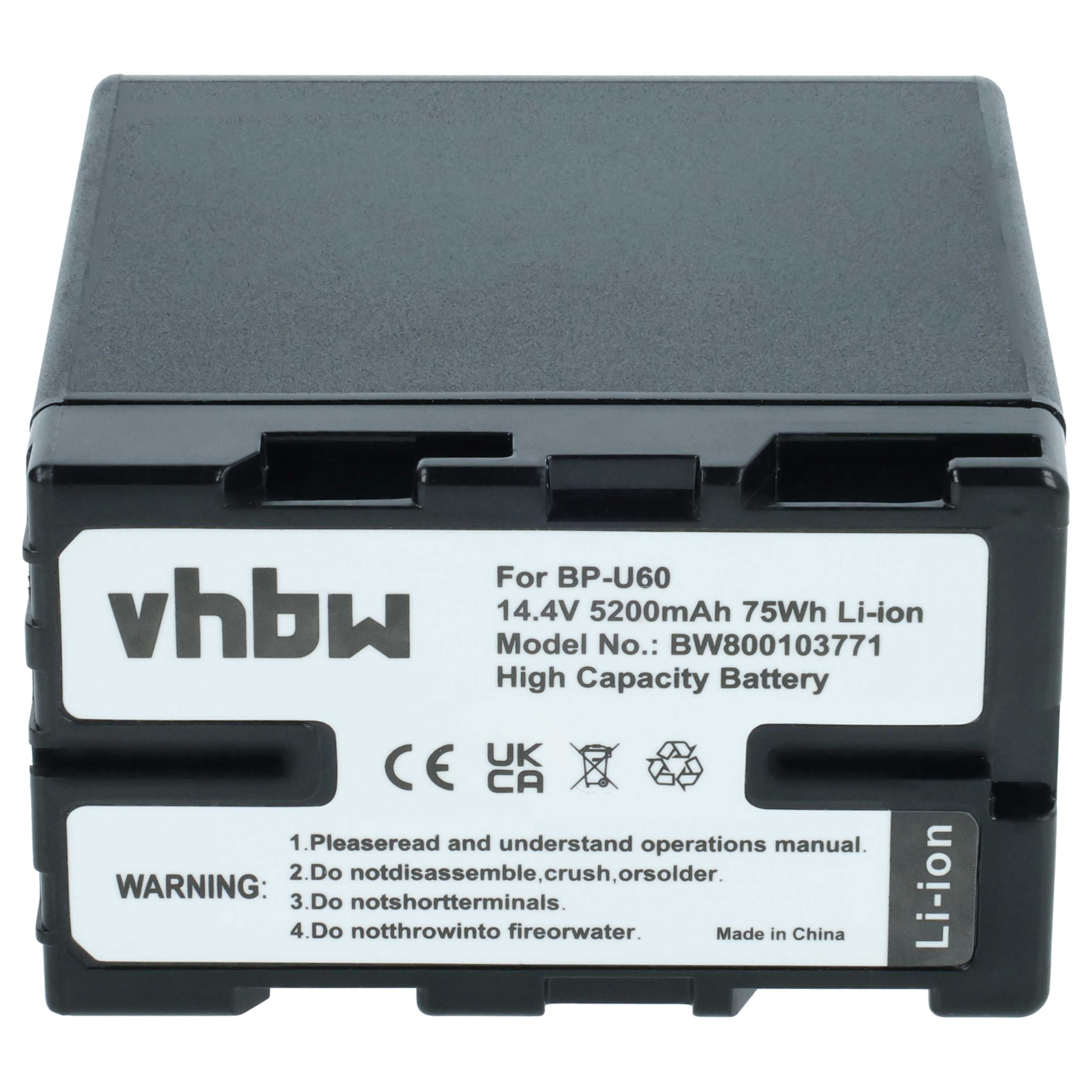 Videocamera Battery replaces Sony BP-U60, BP-U95, BP-U30, BP-U90 - 5200 mAh 14.8 V Li-Ion
