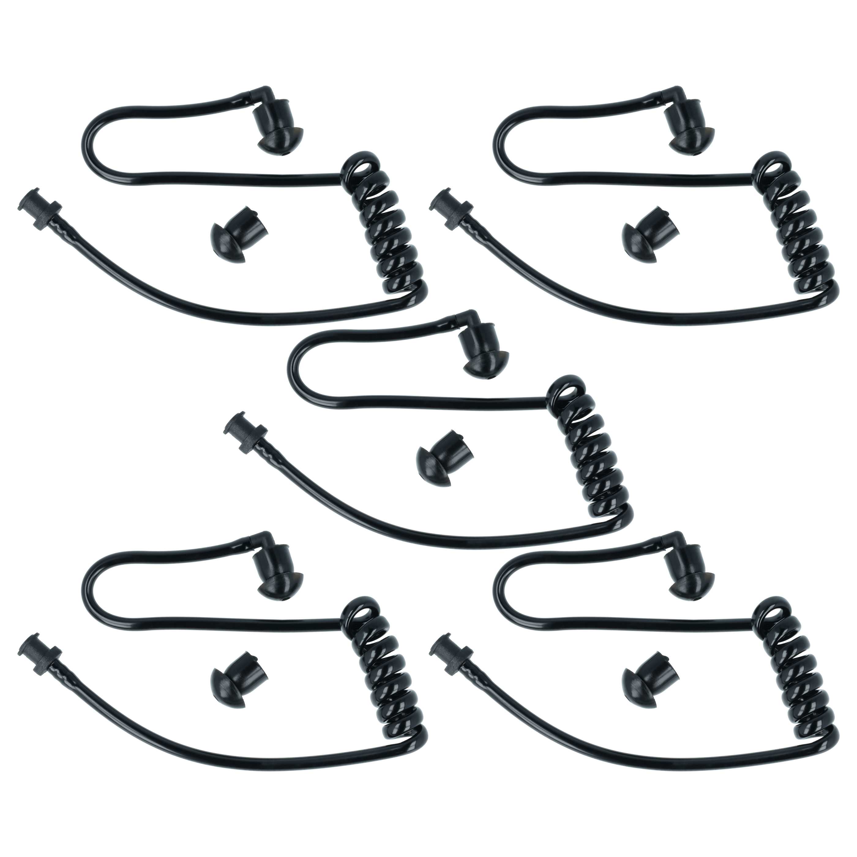 5x Sound Tube suitable for Headset - Incl. 10x ear plug, Black, Transparent