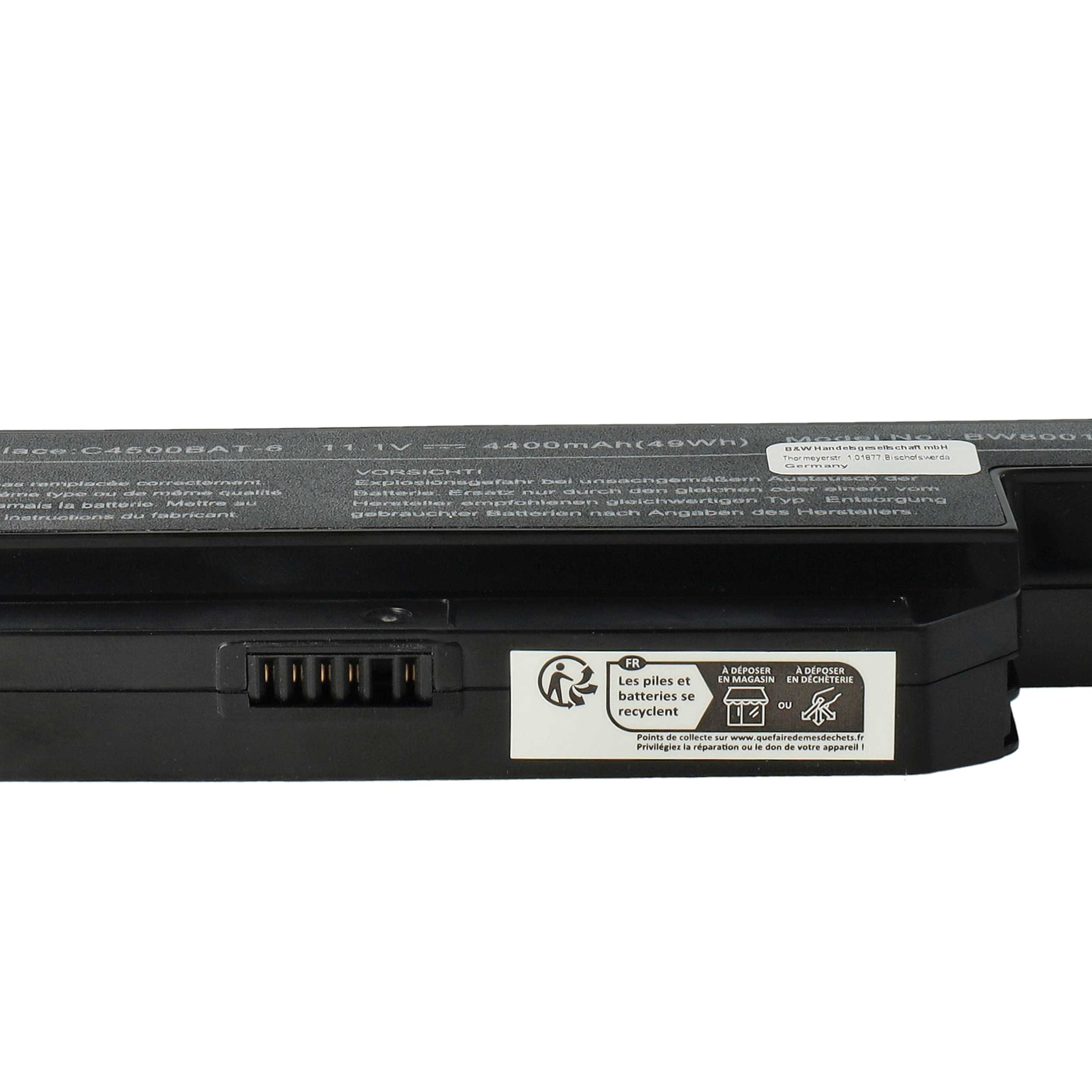 Batteria sostituisce 6-87-c480s-4g41, 6-87-C480S-4G4 per notebook Gigabyte - 4400mAh 11,1V Li-Ion nero