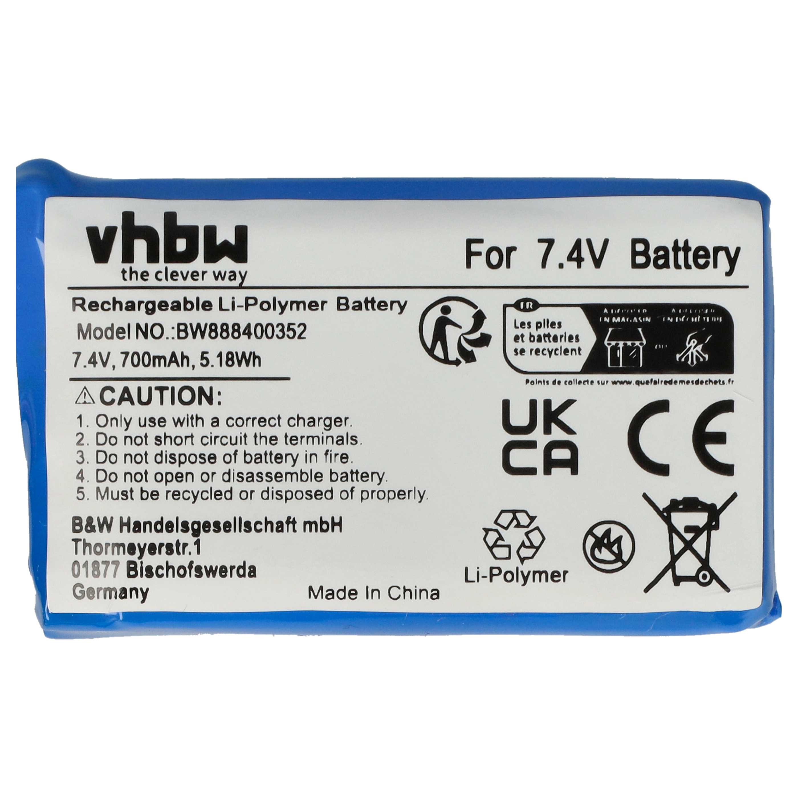 Batterie modèle radio-télécommandé - 700mAh 7,4V Li-polymère, BEC