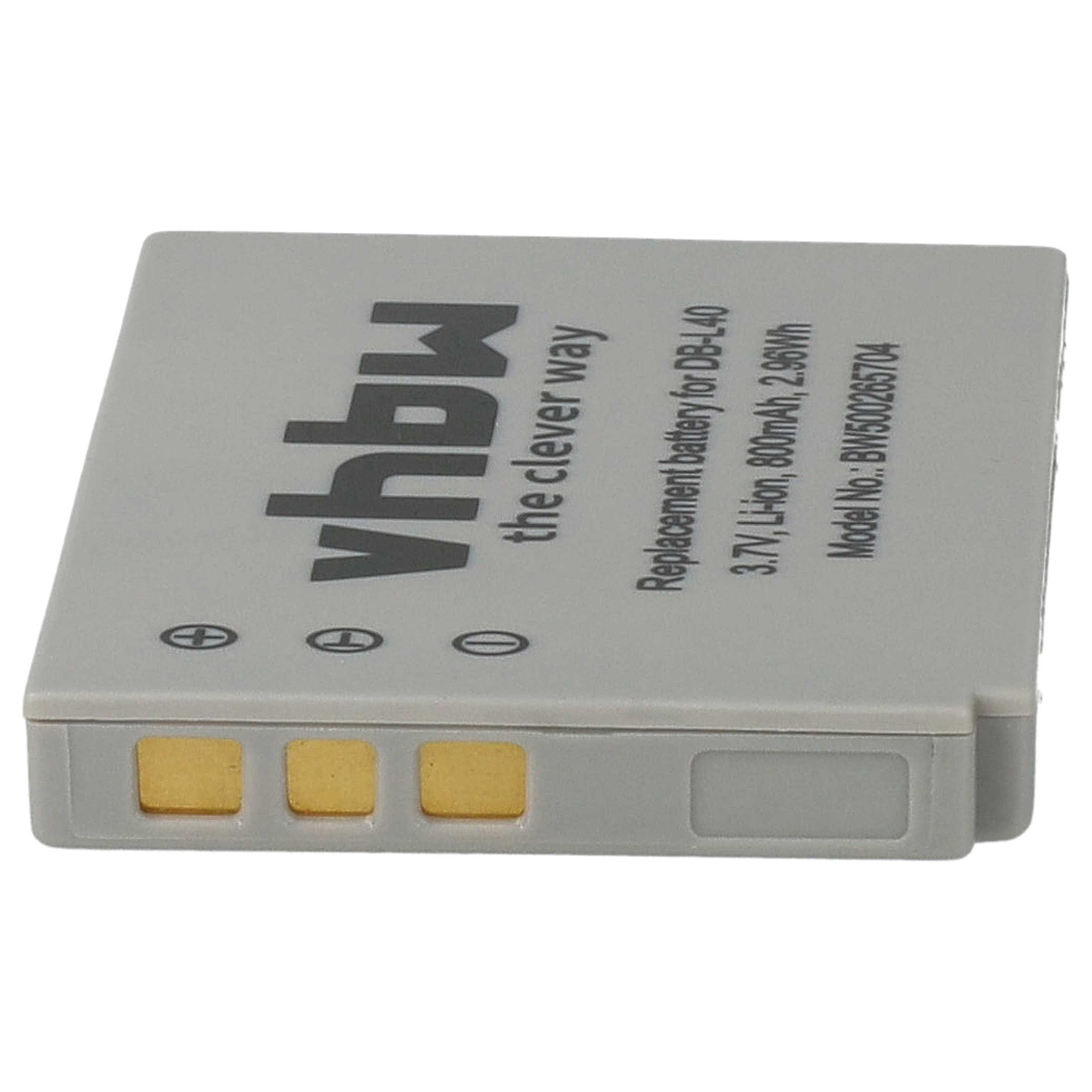 Videocamera Battery replaces Sanyo DB-L40AU, DB-L40 - 800 mAh 3.7 V Li-Ion