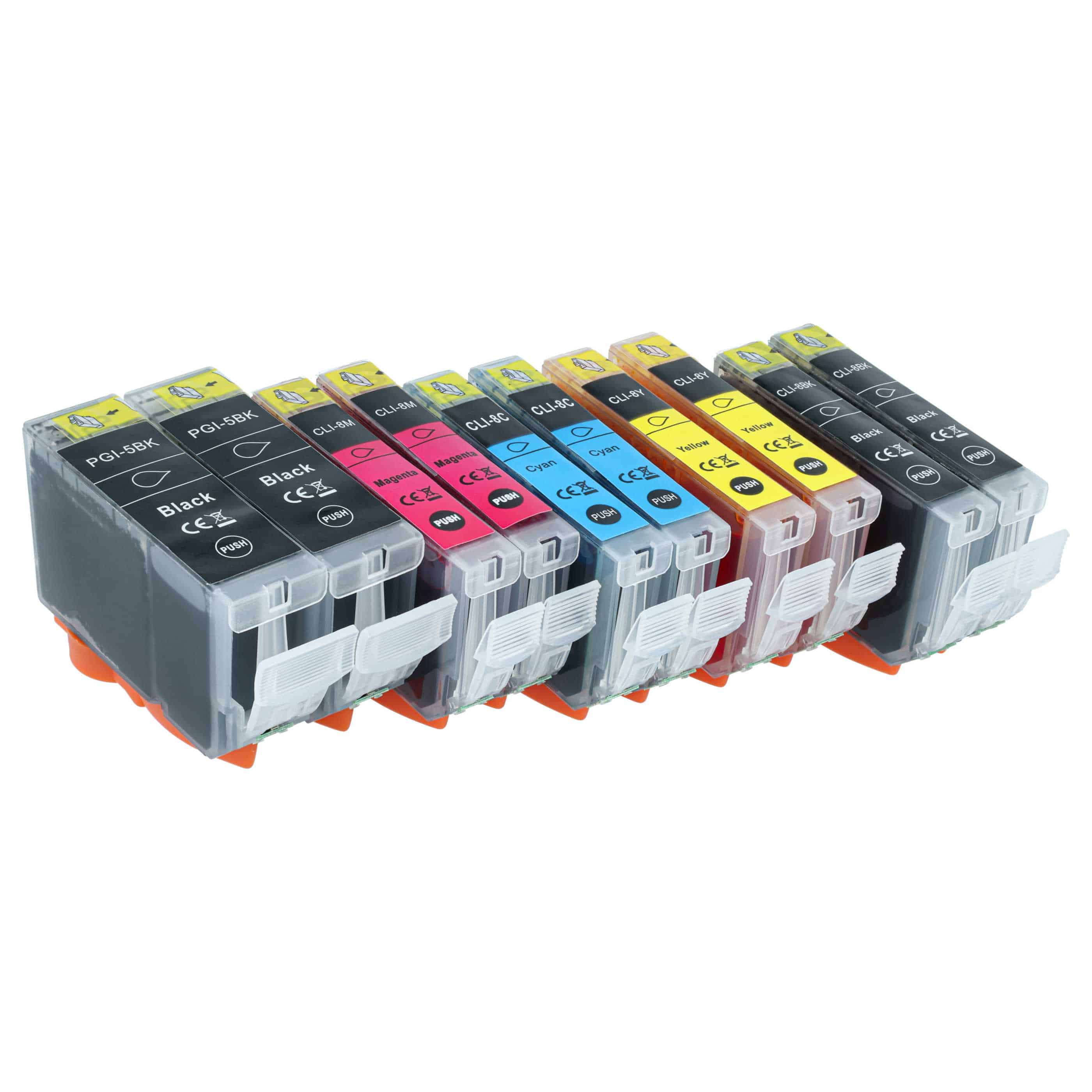 10x Ink Cartridges replaces Canon CLI-8M, CLI-8C, CLI-8BK, CLI-8Y IP3300 Printer - B/C/M/Y + photo black
