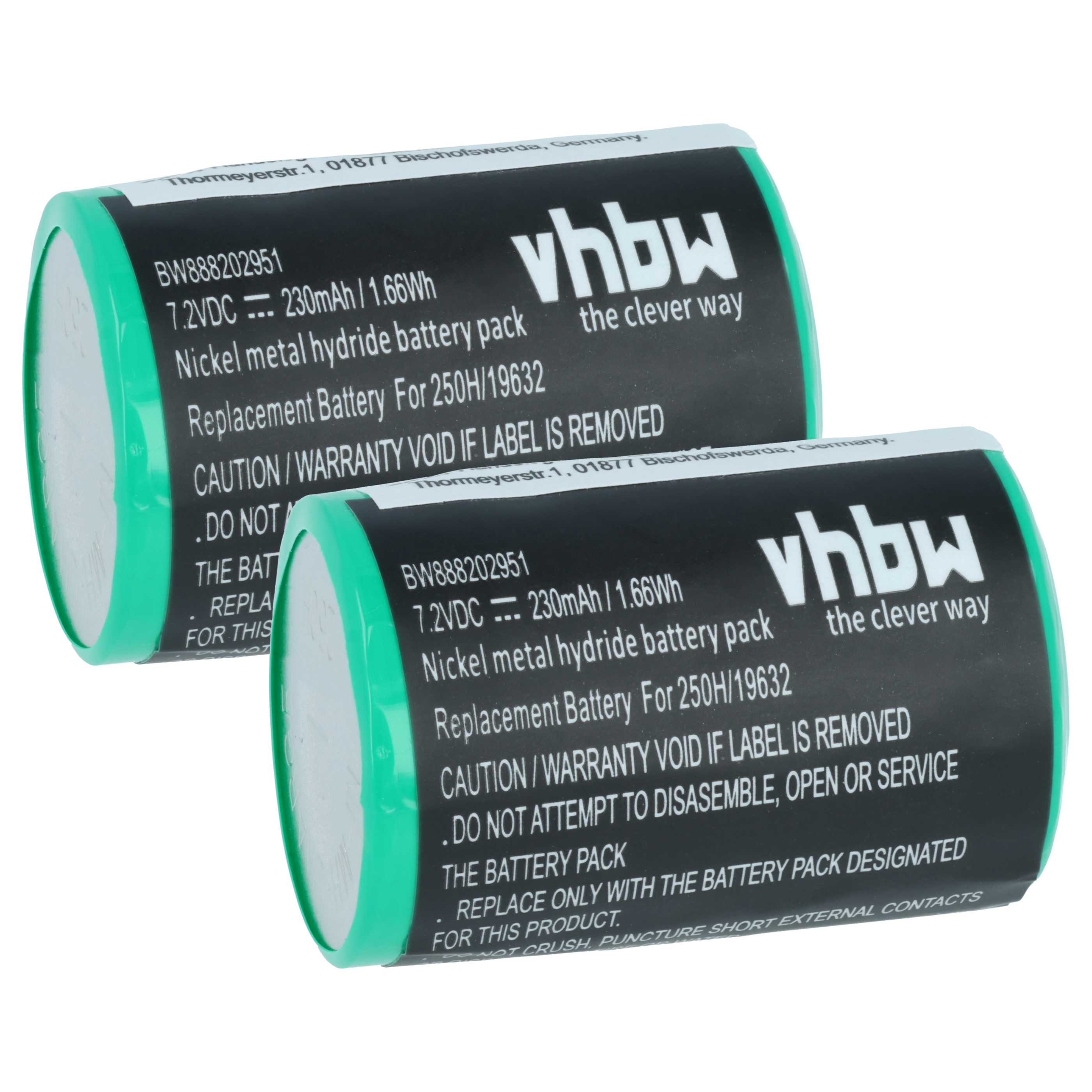 2x Akumulator zamiennik Servox 19632 - 230 mAh 7,2 V NiMH