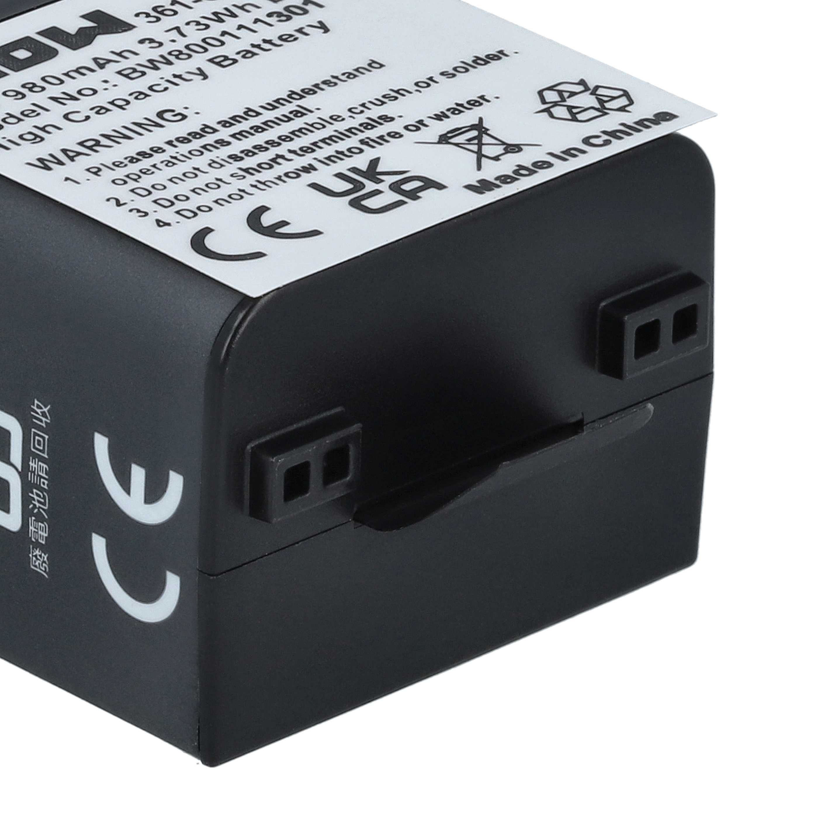 Videocamera 3x Battery replaces Garmin 010-01363-10, 010-12256-01, 361-00080-00 - 980 mAh 3.8 V Li-polymer