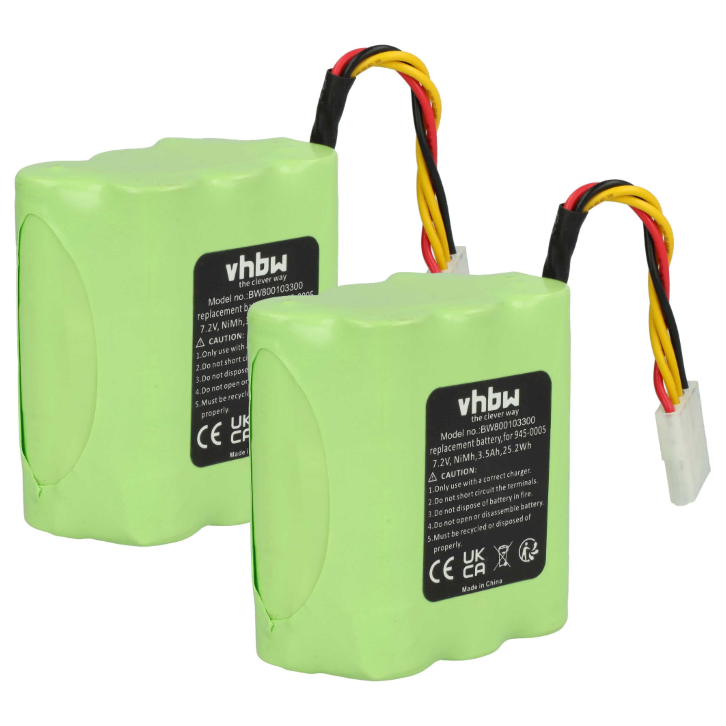 2x Battery replaces Neato 945-0006, 945-0065, 945-0005 for Neato 3500mAh, 7.2V, NiMH