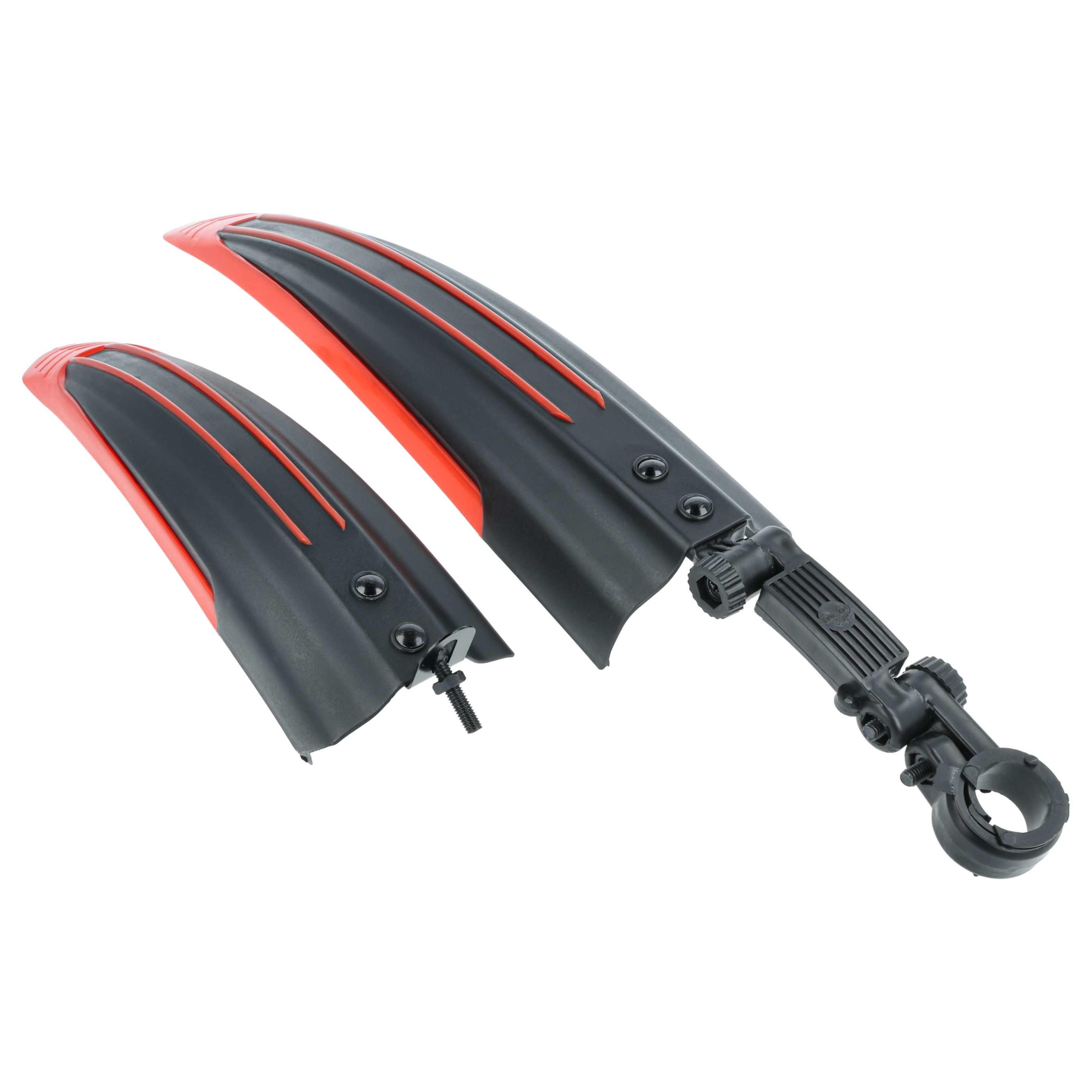 2x Mud Guard for Front Wheel, Back Wheel suitable for Mountain Bikes with 24/26" Tyres - black / red