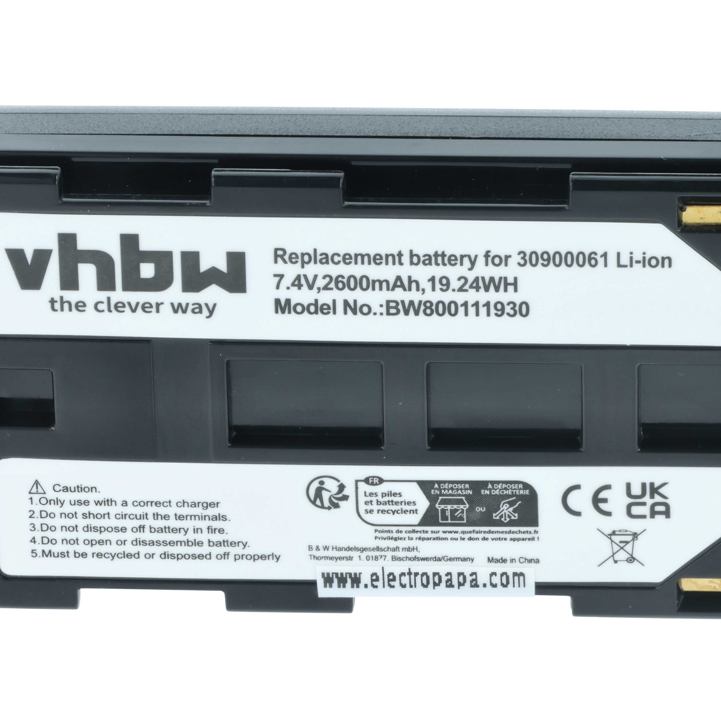 Battery replaces Canon BP-911, BP-914, BP-915, BP-924, BP-945, BP-927, BP-930, BP-941 - 2600mAh, 7.2V, Li-Ion