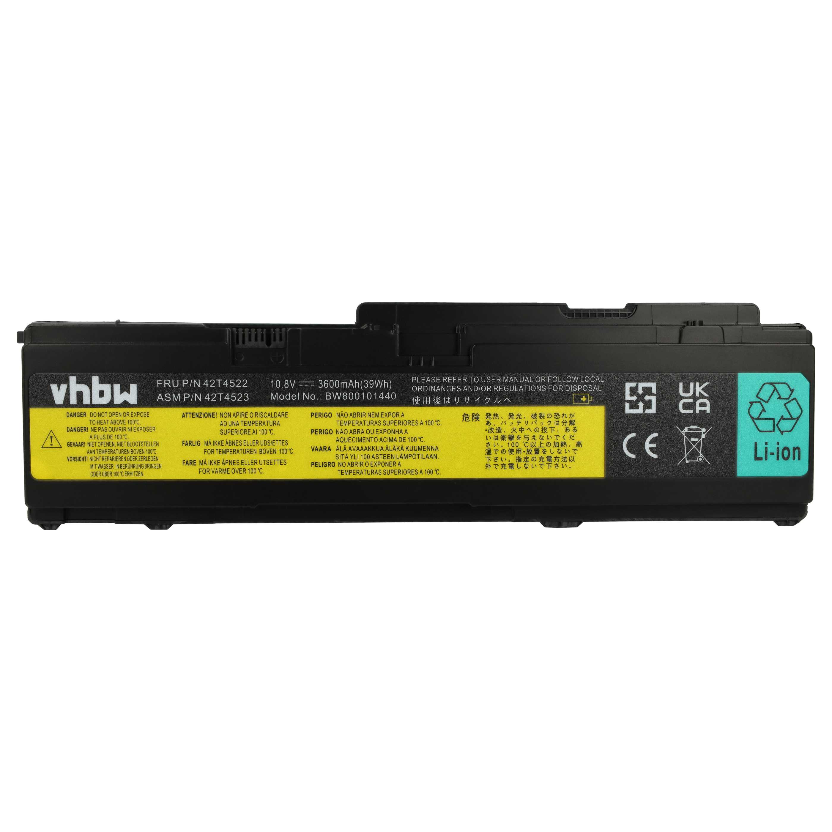 Akumulator do laptopa zamiennik IBM Lenovo 43R1965, 43R1967, ASM 42T4519 - 3600 mAh 10,8 V Li-Ion, czarny