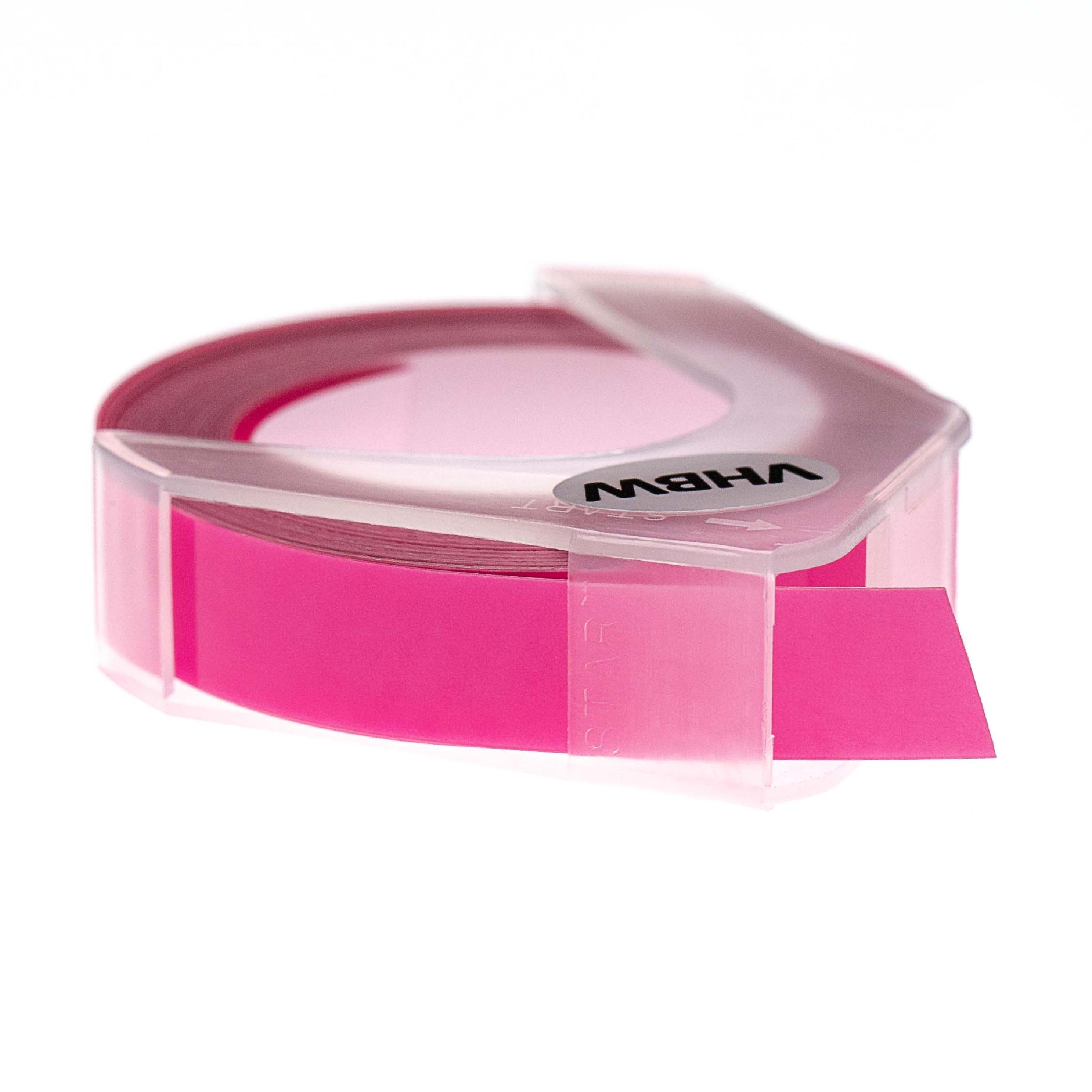 3D Embossing Label Tape as Replacement for Dymo 0898280, S0898280 - 9 mm White to Neon-Pink