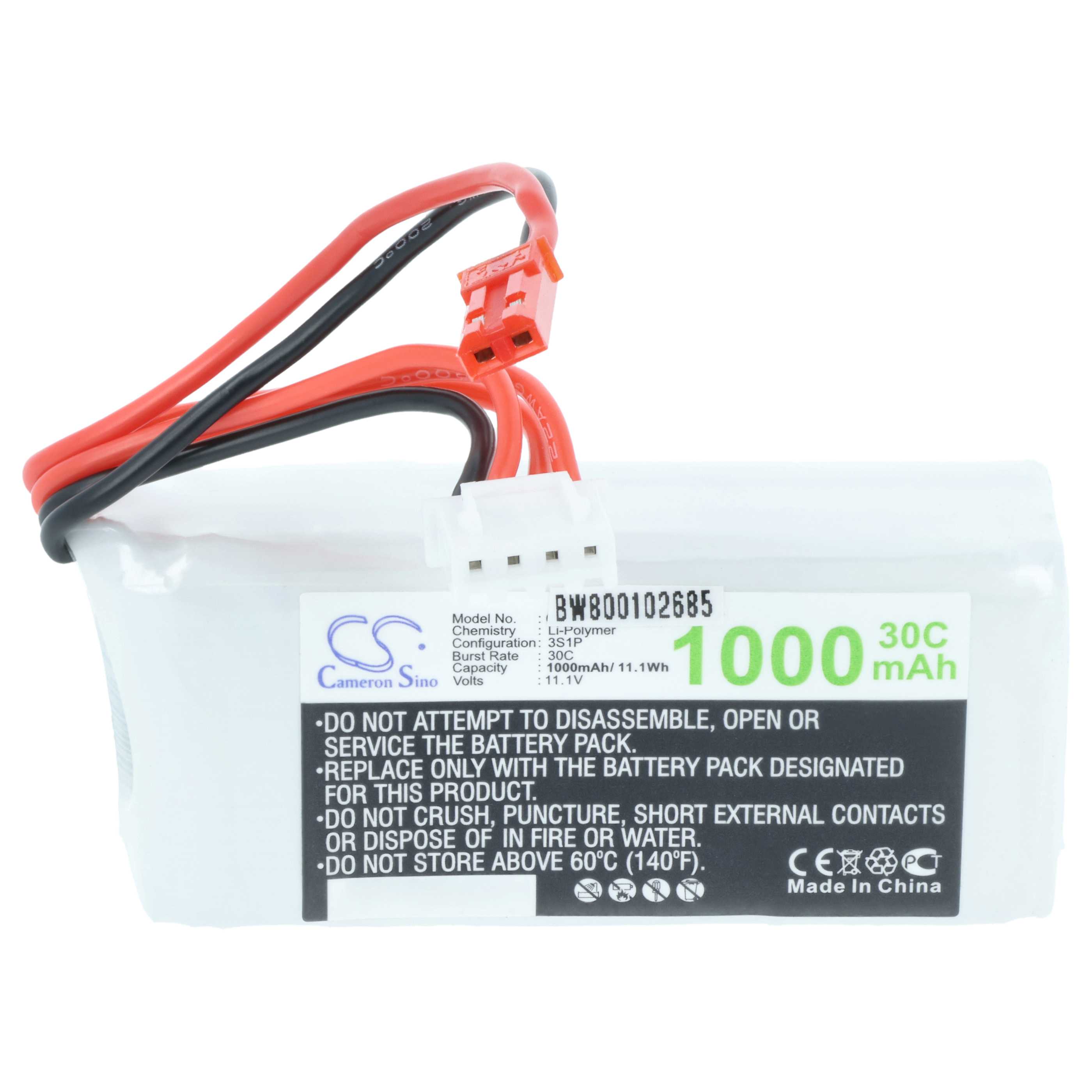 Batterie modèle radio-télécommandé - 1000mAh 11,1V Li-polymère, JST-SYP-2P