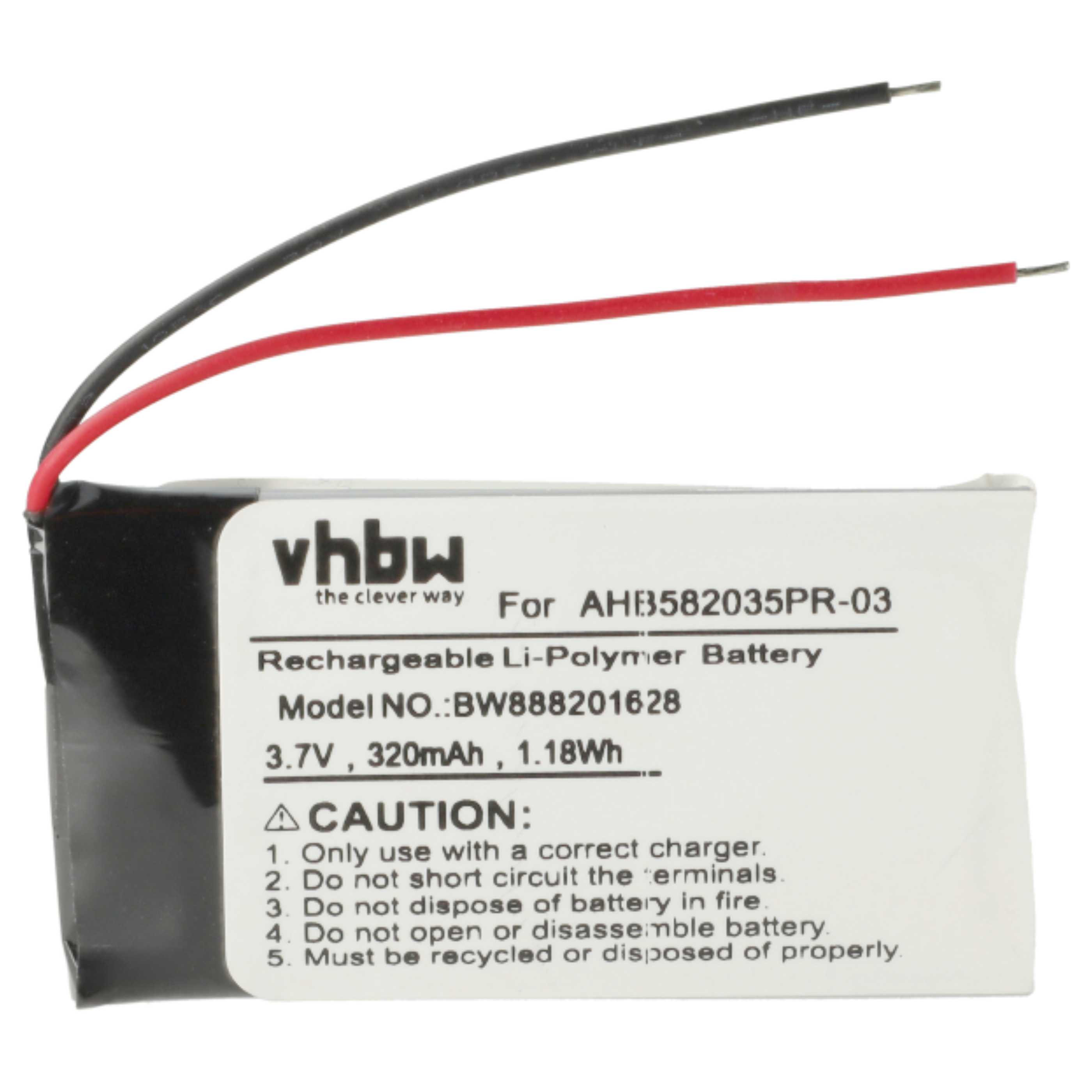 Batterie (5 pcs.) remplace Jabra AHB582035PR-03 téléphone main-libre - 320mAh 3,7V Li-polymère