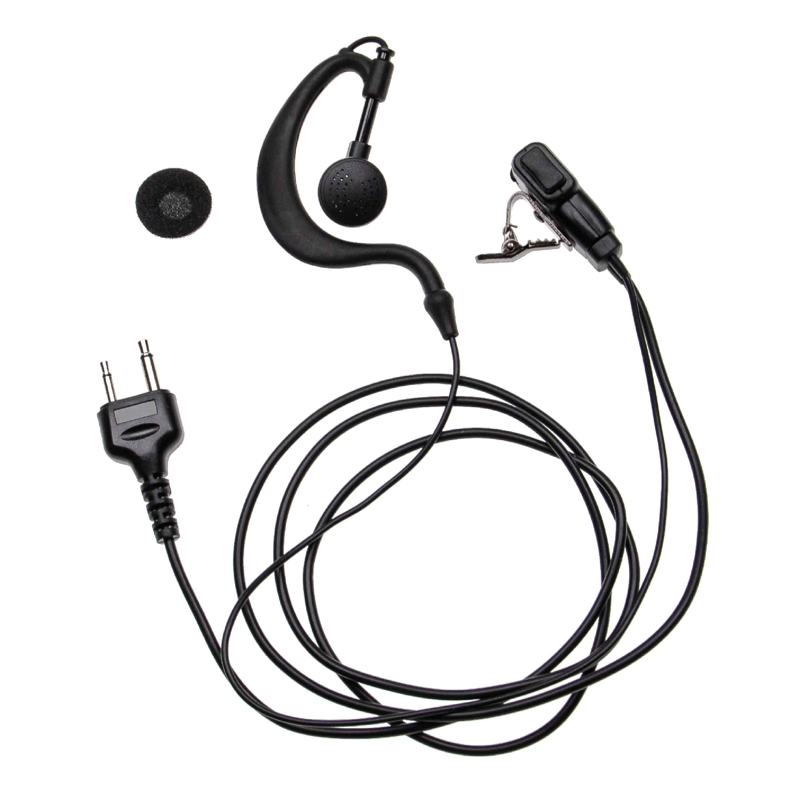 Oreillette de talkie-walkie - Avec touche de réponse + support clip, noir