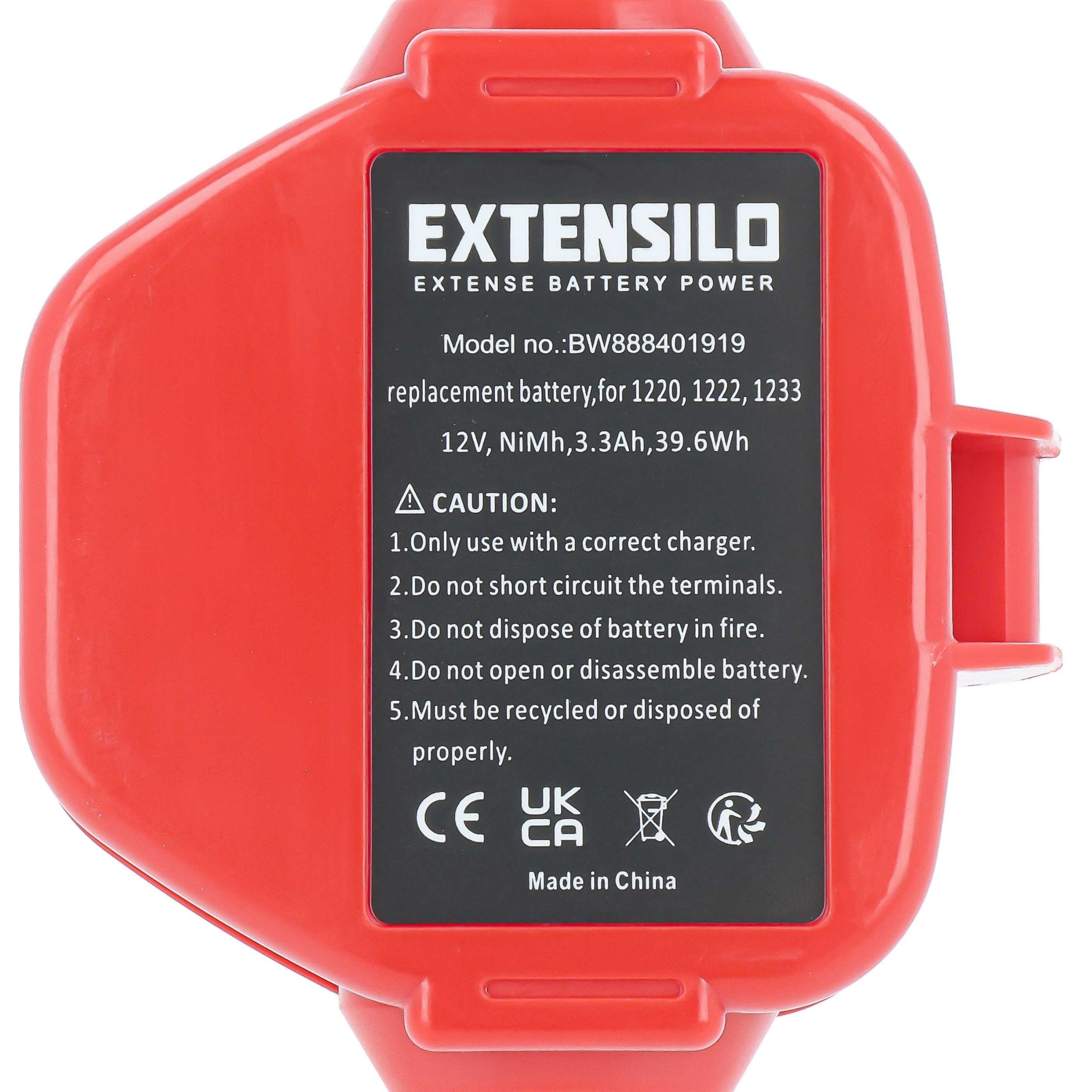 3x Battery replaces Klauke RA3, RA5, RA4 Electric Power Tool - 3300 mAh, 12 V, NiMH