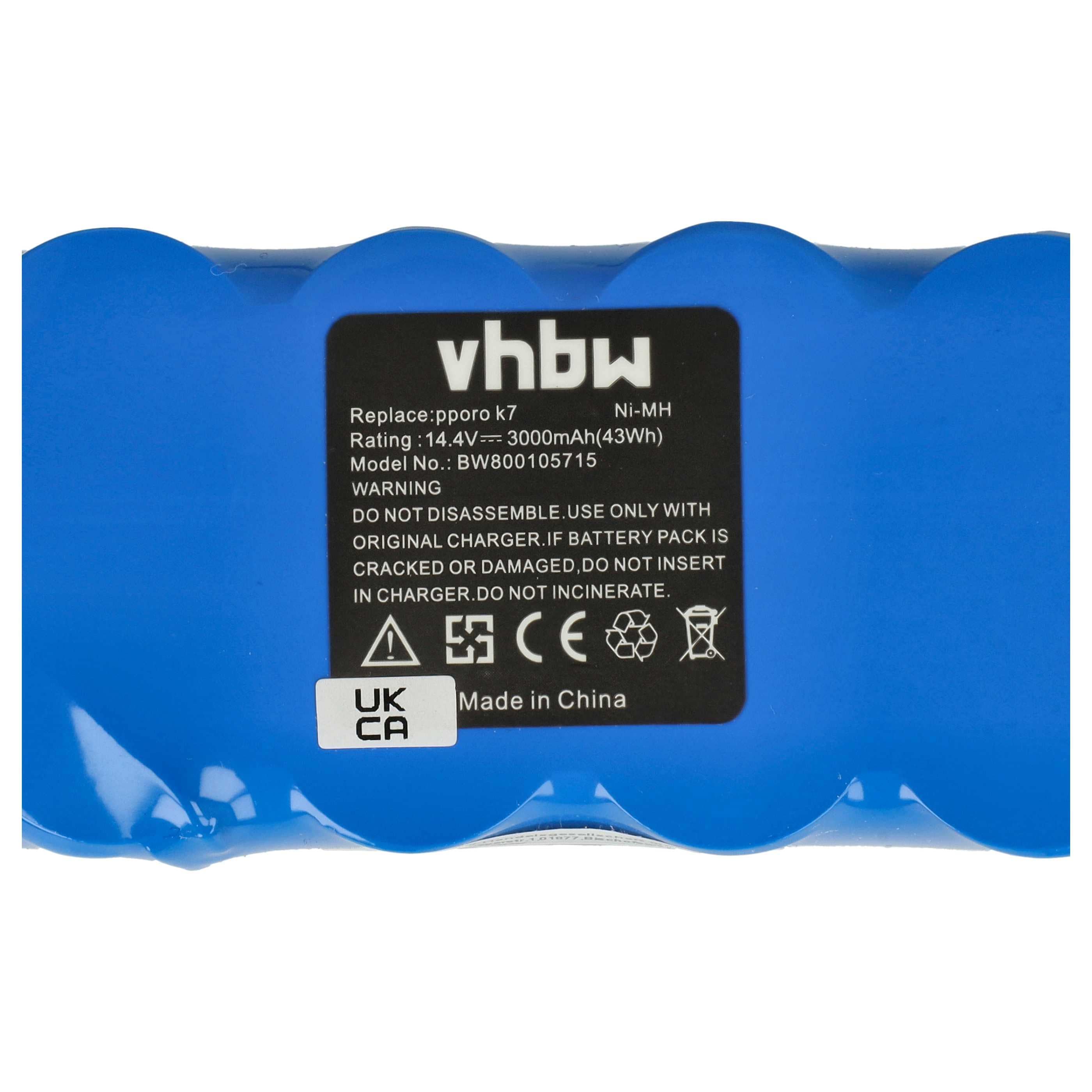Battery replaces Mamirobot 12SC3000S1P for Mamirobot etc. 3000mAh, 14.4V, NiMH