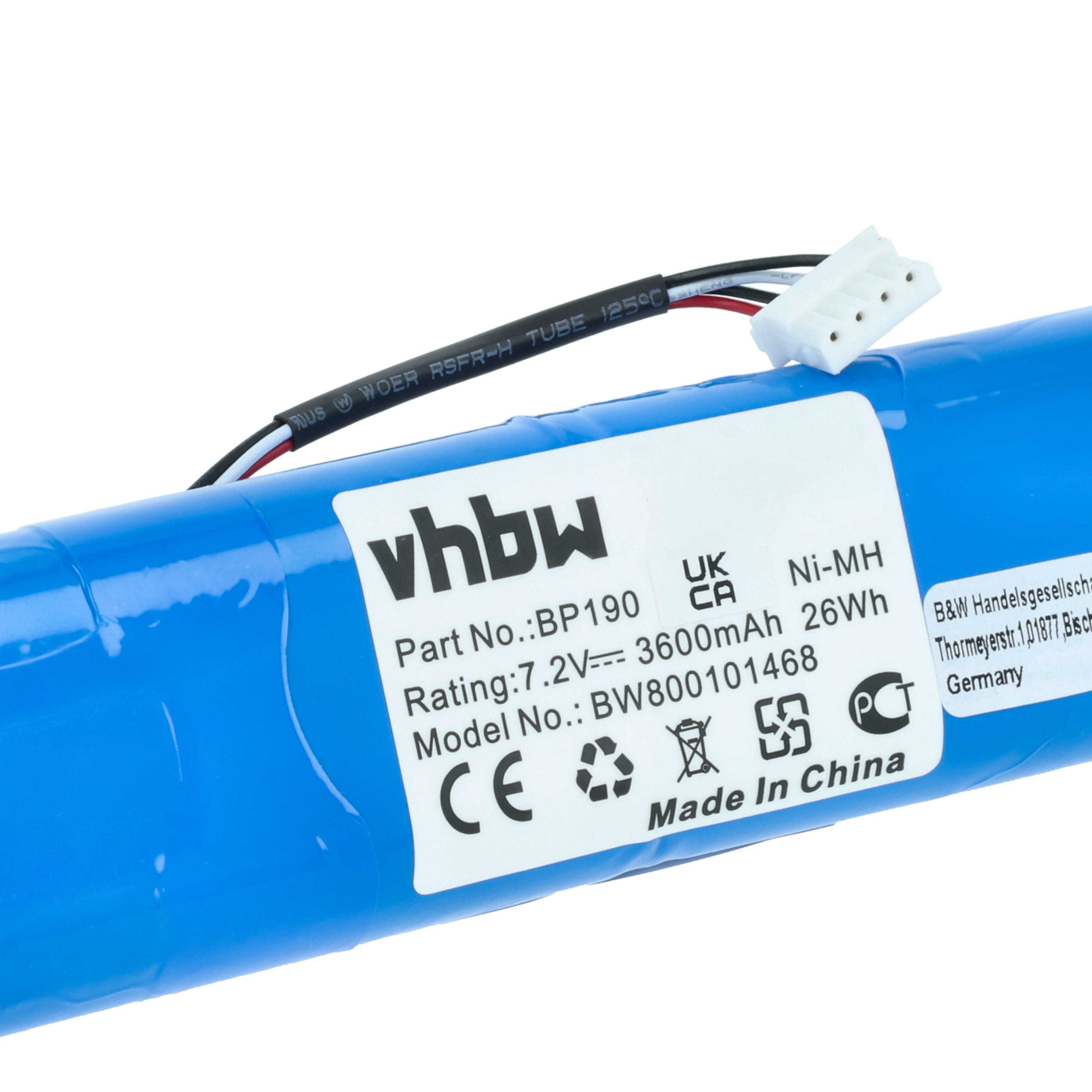 Batería reemplaza Fluke B11432, BP-190, BP190 para dispositivo medición (3600 mAh, 7,2 V, NiMH)