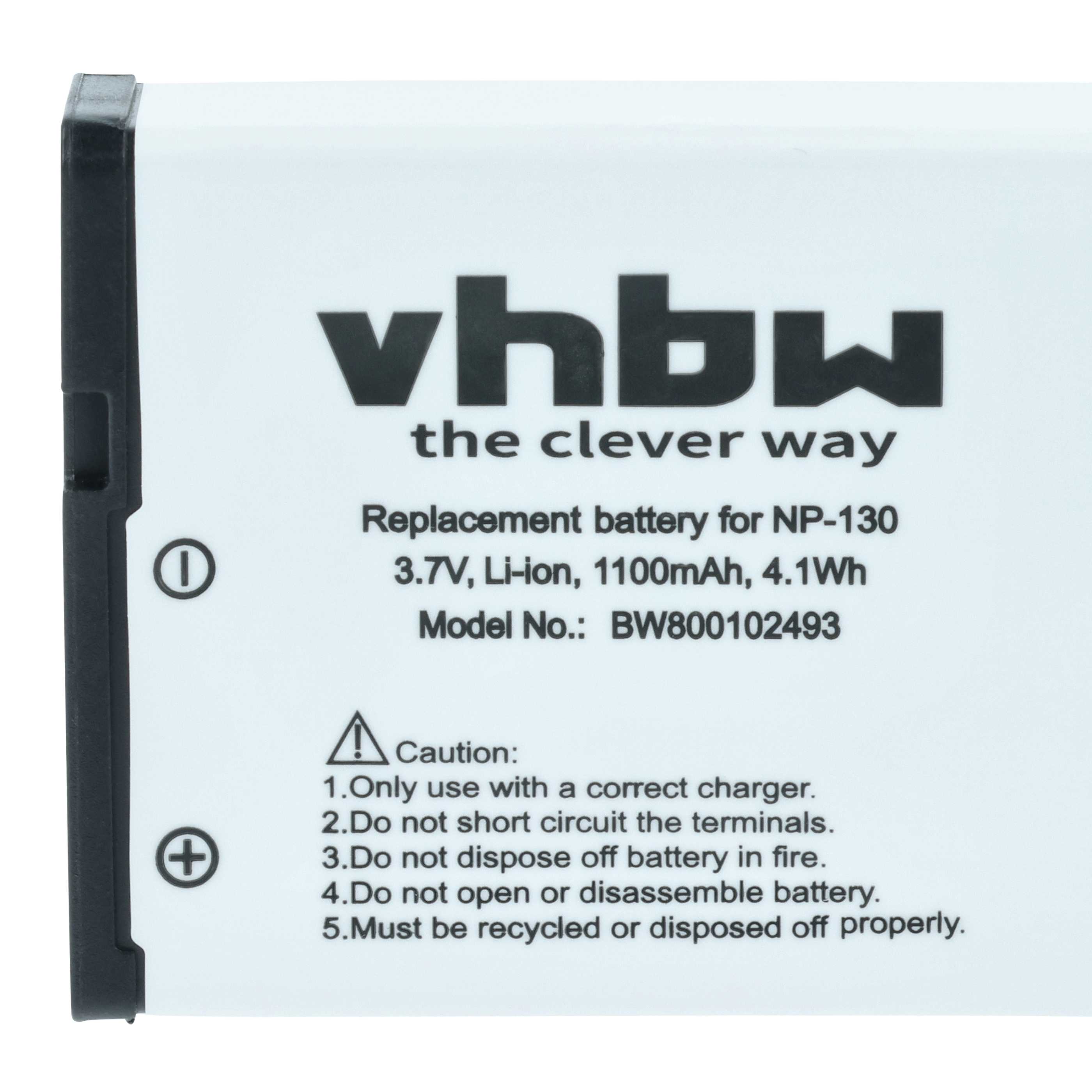 3x Battery replaces Casio NP-130, NP-130A - 1100mAh, 3.6V, Li-Ion