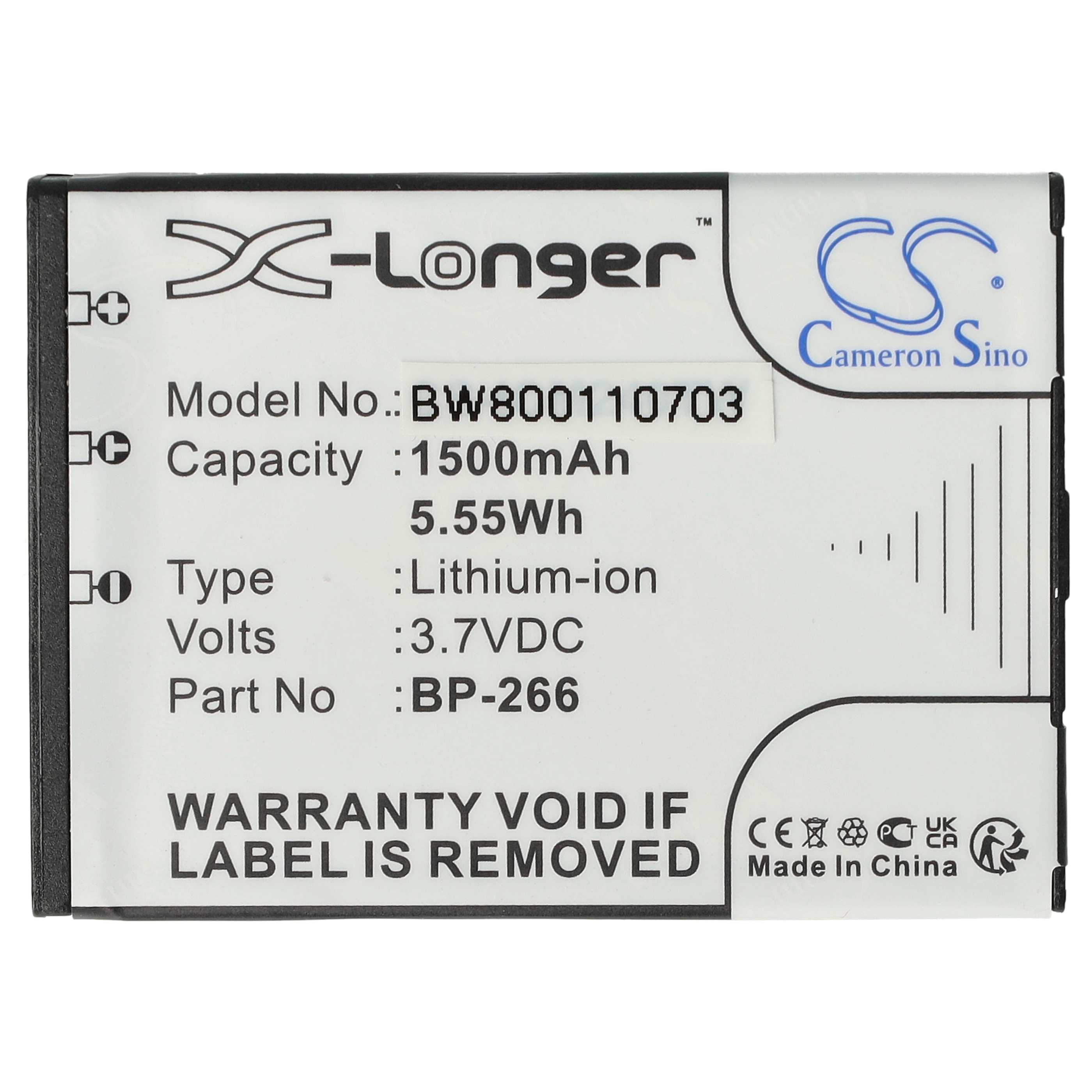Radio Battery replaces Icom BP-266 - 1500 mAh 3.7 V Li-Ion