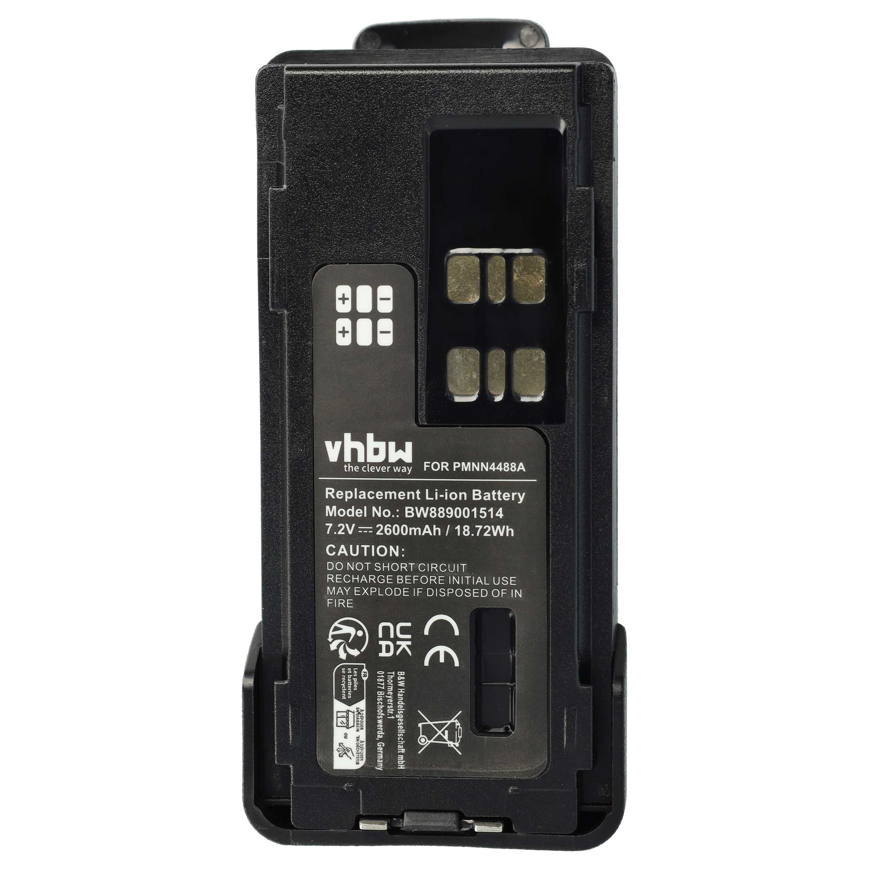 Batterie remplace Motorola PMNN4415AR, PMNN4415, PMNN441 pour radio talkie-walkie - 2600mAh 7,4V Li-ion