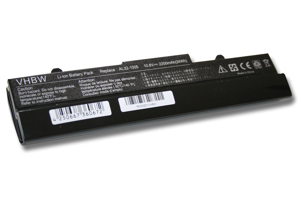 Batterie remplace Asus AL32-1005, AL31-1005 pour ordinateur portable - 2200mAh 11,1V Li-ion, noir