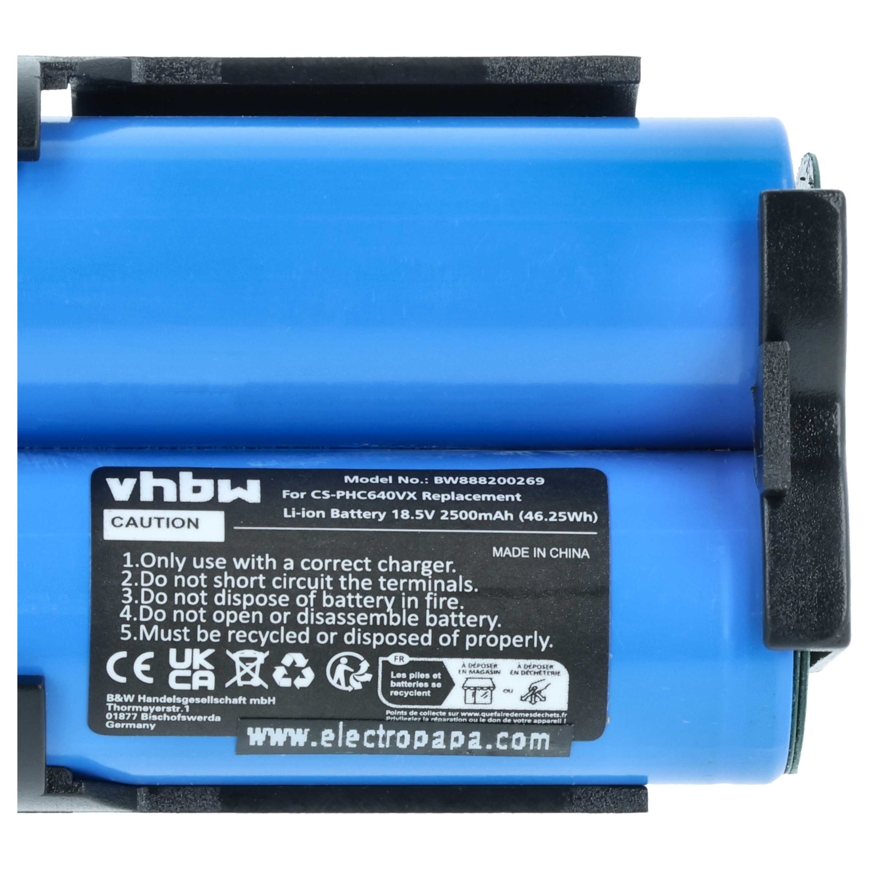 Battery replaces Philips 5ICR19/65 for Philips 2500mAh, 18.5V, Li-Ion