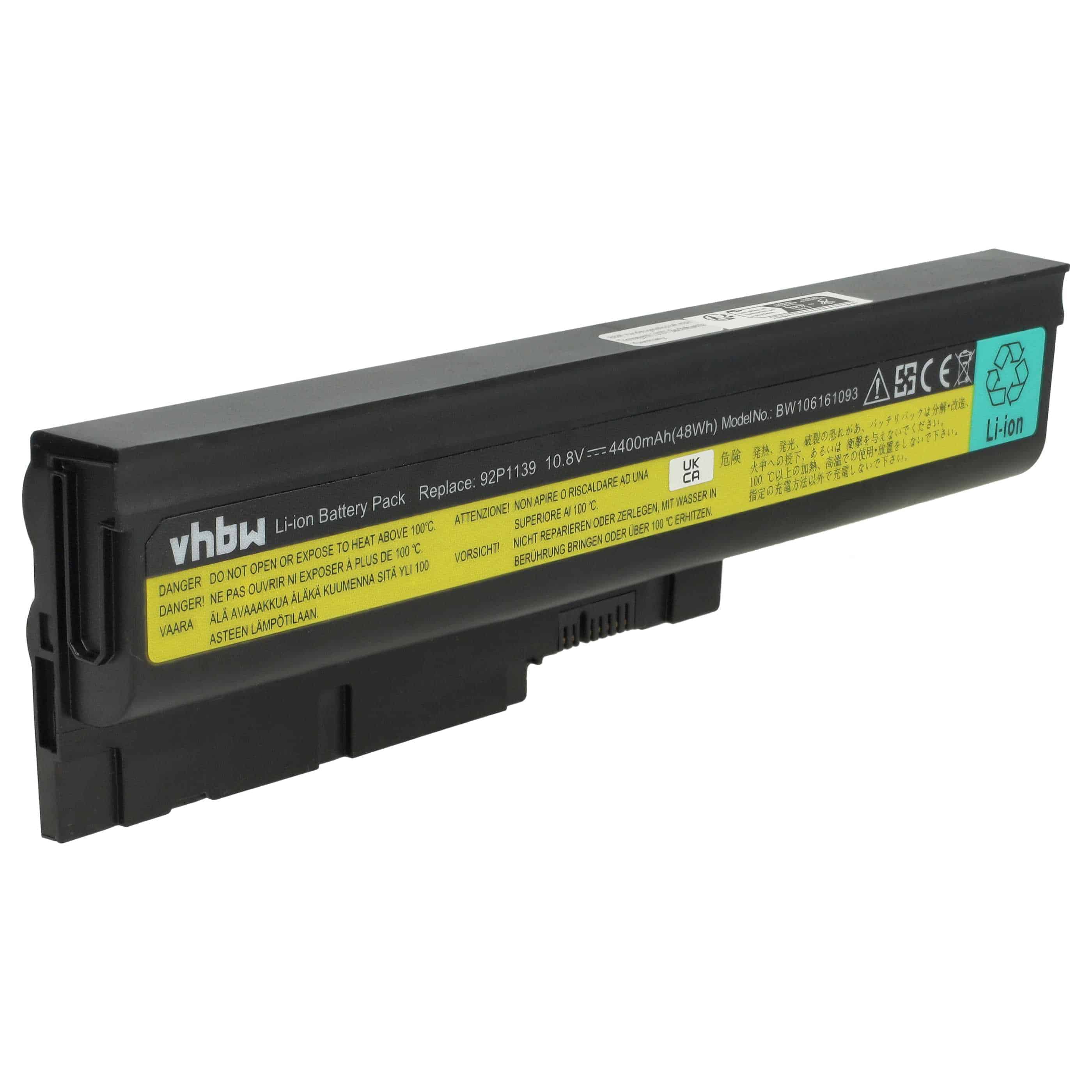 Batteria sostituisce IBM / Lenovo 40Y6797, 40Y6798, 40Y6799, 40Y6795 per notebook - 4400mAh 10,8V Li-Ion nero